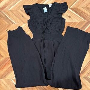 LOFT Black Ruffled Jumpsuit
